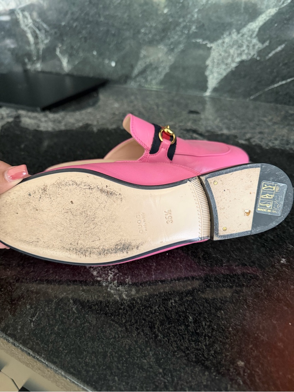 Gucci Fuchsia Leather Horsebit Slip-On Mule - Picture 2 of 4